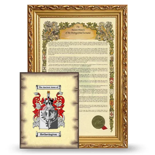 Hetherington Framed History and Coat of Arms Print - Gold