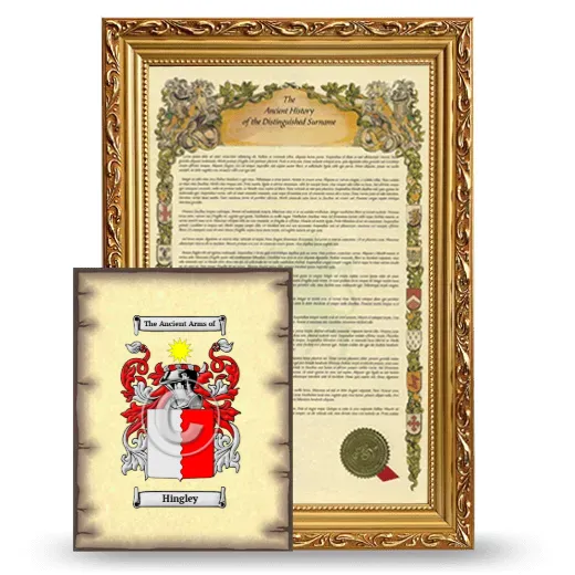 Hingley Framed History and Coat of Arms Print - Gold