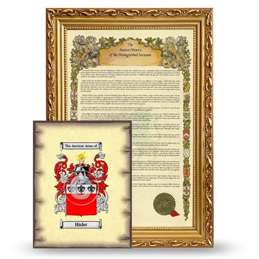 Hisler Framed History and Coat of Arms Print - Gold