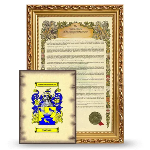 Hodson Framed History and Coat of Arms Print - Gold