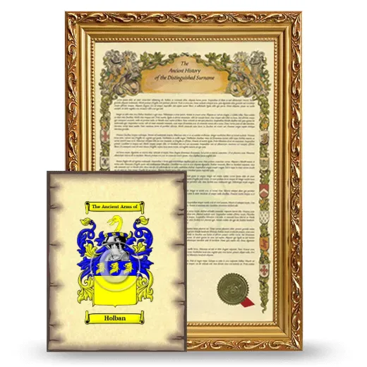 Holban Framed History and Coat of Arms Print - Gold