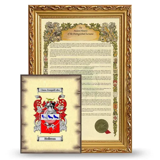 Holleran Framed History and Coat of Arms Print - Gold