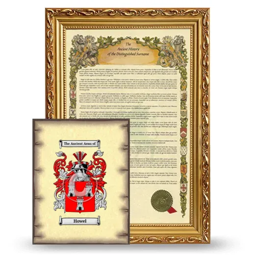Howel Framed History and Coat of Arms Print - Gold