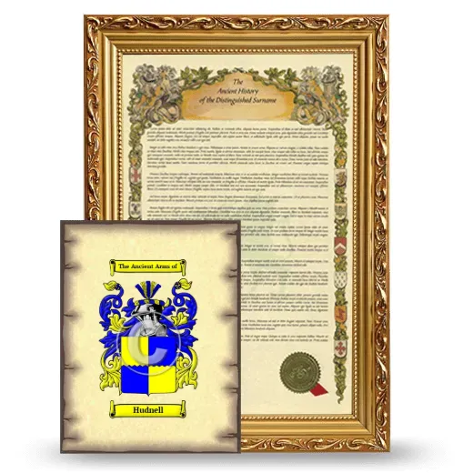 Hudnell Framed History and Coat of Arms Print - Gold