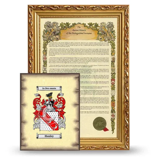 Huxley Framed History and Coat of Arms Print - Gold