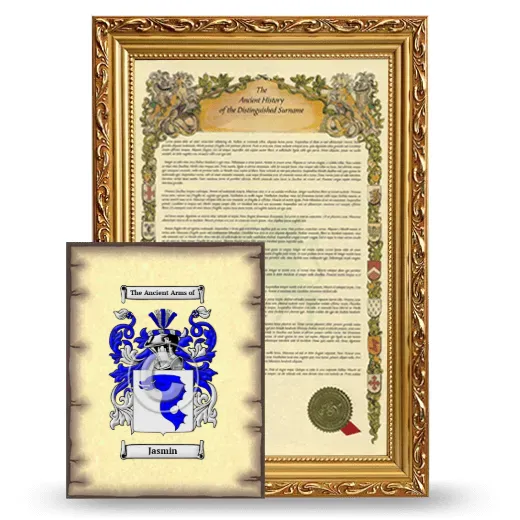 Jasmin Framed History and Coat of Arms Print - Gold