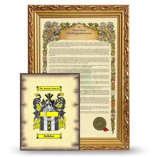 Kelleher Framed History and Coat of Arms Print - Gold