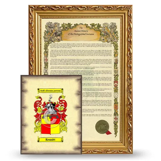 Kennitt Framed History and Coat of Arms Print - Gold
