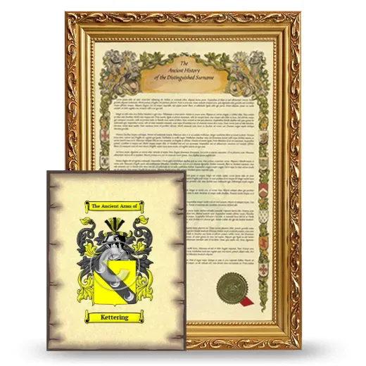 Kettering Framed History and Coat of Arms Print - Gold
