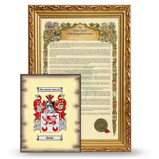 Kevin Framed History and Coat of Arms Print - Gold