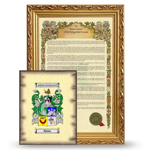 Kinan Framed History and Coat of Arms Print - Gold