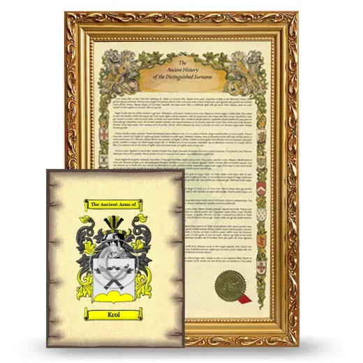 Krol Framed History and Coat of Arms Print - Gold