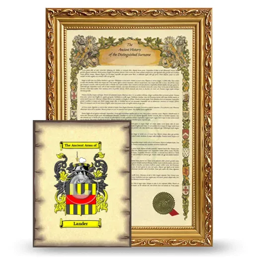 Lander Framed History and Coat of Arms Print - Gold