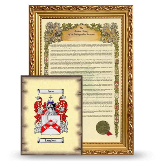 Langlent Framed History and Coat of Arms Print - Gold