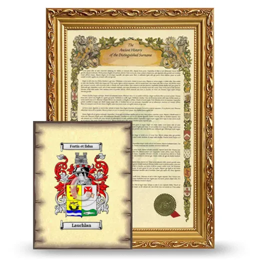 Lauchlan Framed History and Coat of Arms Print - Gold