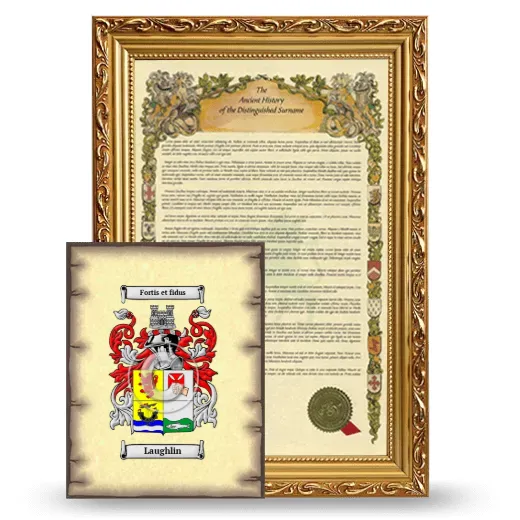 Laughlin Framed History and Coat of Arms Print - Gold