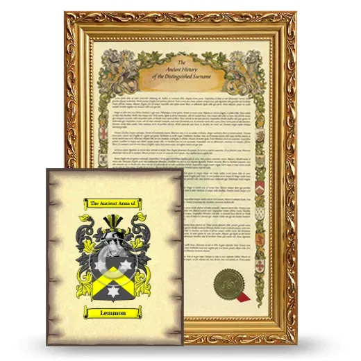 Lemmon Framed History and Coat of Arms Print - Gold