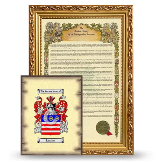 Lexton Framed History and Coat of Arms Print - Gold
