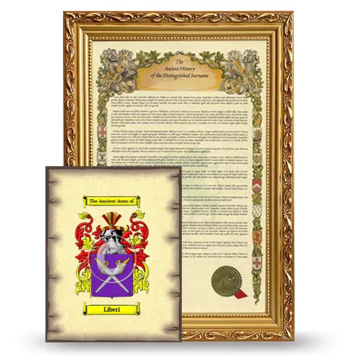 Liberi Framed History and Coat of Arms Print - Gold