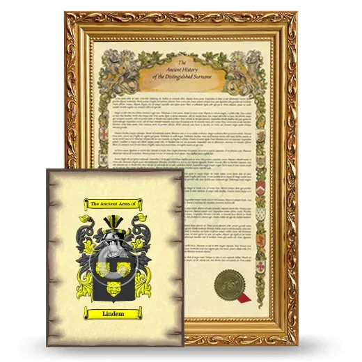 Lindem Framed History and Coat of Arms Print - Gold