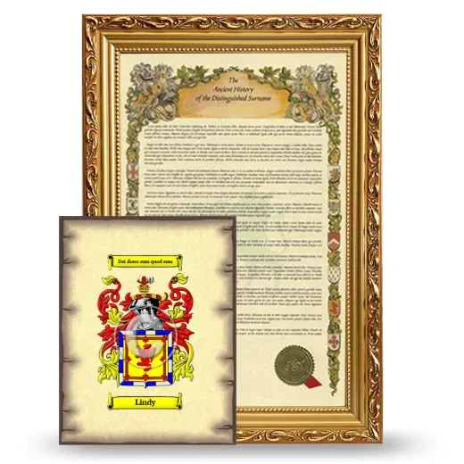 Lindy Framed History and Coat of Arms Print - Gold