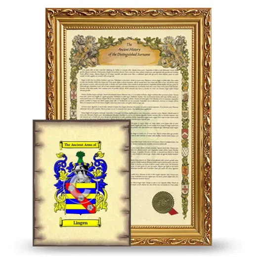 Lingen Framed History and Coat of Arms Print - Gold
