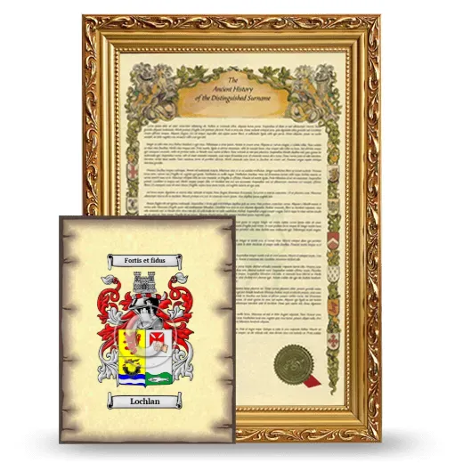 Lochlan Framed History and Coat of Arms Print - Gold
