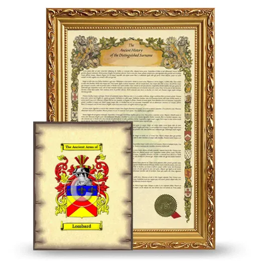 Lombard Framed History and Coat of Arms Print - Gold