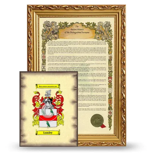 Lumley Framed History and Coat of Arms Print - Gold