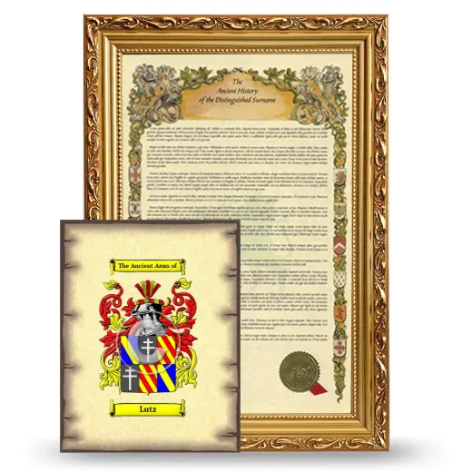 Lutz Framed History and Coat of Arms Print - Gold