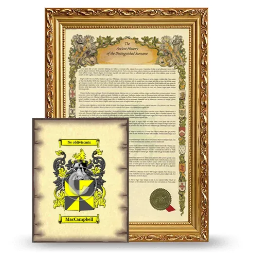 MacCampbell Framed History and Coat of Arms Print - Gold