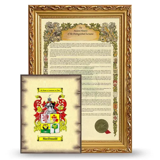 MacDonald Framed History and Coat of Arms Print - Gold