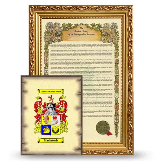 MacIntosh Framed History and Coat of Arms Print - Gold