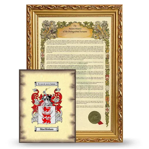 MacMohan Framed History and Coat of Arms Print - Gold
