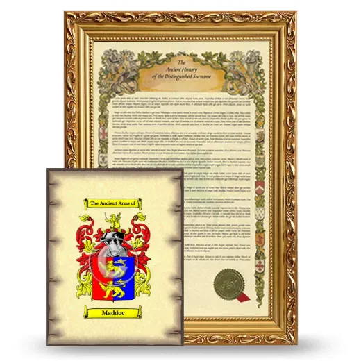 Maddoc Framed History and Coat of Arms Print - Gold