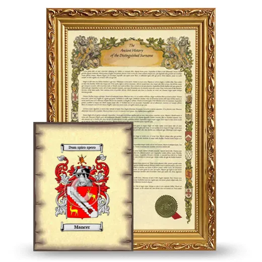 Mancer Framed History and Coat of Arms Print - Gold