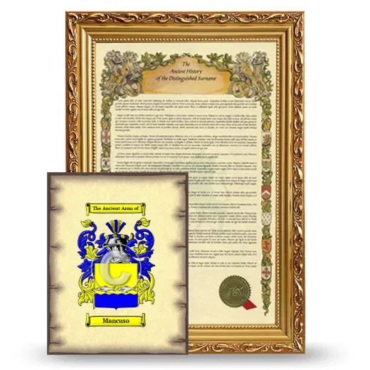 Mancuso Framed History and Coat of Arms Print - Gold