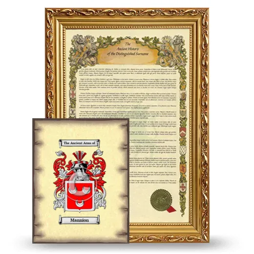 Mannion Framed History and Coat of Arms Print - Gold