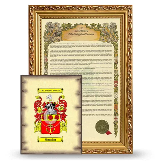 Mansher Framed History and Coat of Arms Print - Gold