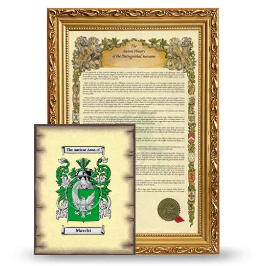 Marchi Framed History and Coat of Arms Print - Gold