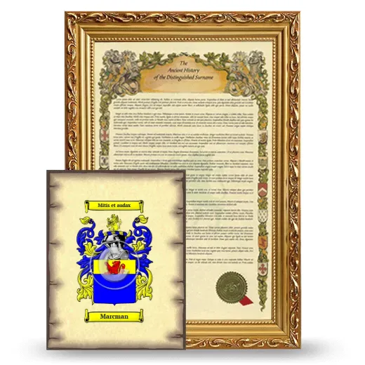Marcman Framed History and Coat of Arms Print - Gold