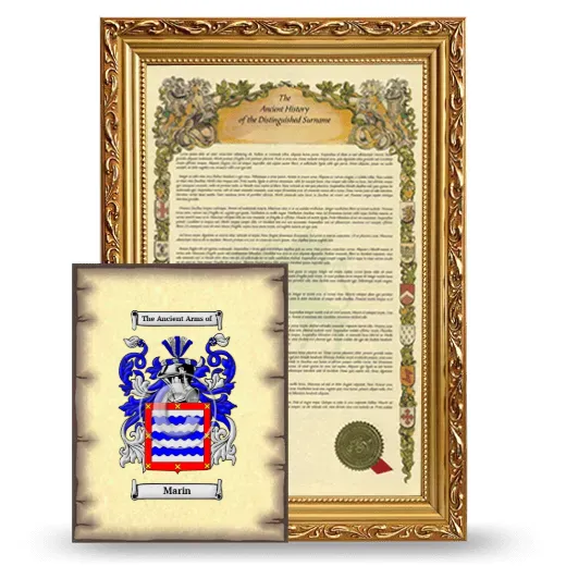 Marin Framed History and Coat of Arms Print - Gold