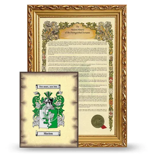 Marion Framed History and Coat of Arms Print - Gold