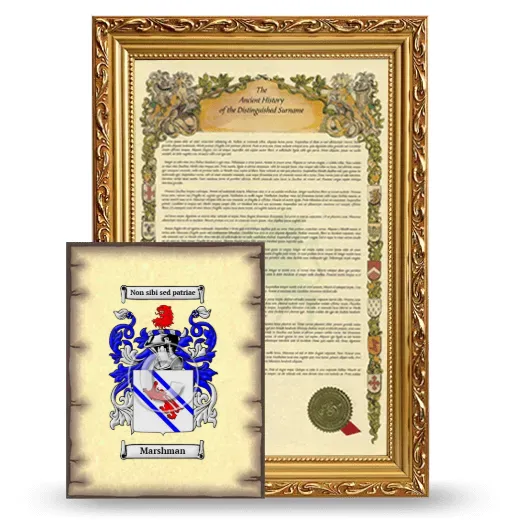 Marshman Framed History and Coat of Arms Print - Gold