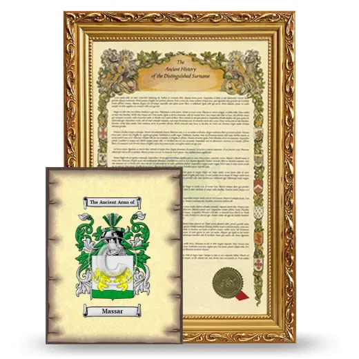Massar Framed History and Coat of Arms Print - Gold