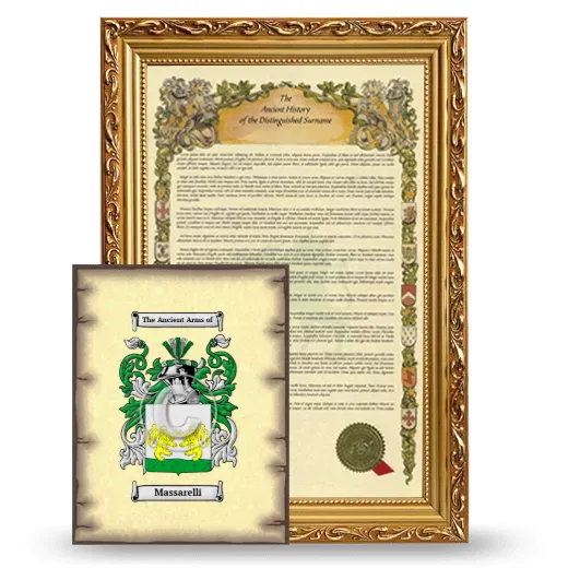 Massarelli Framed History and Coat of Arms Print - Gold