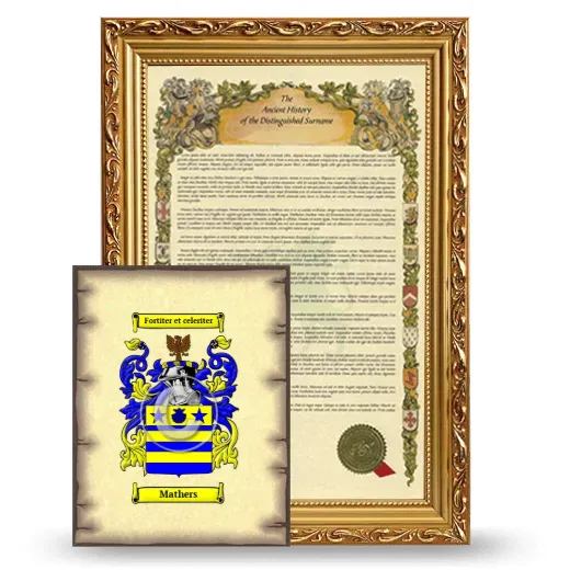 Mathers Framed History and Coat of Arms Print - Gold