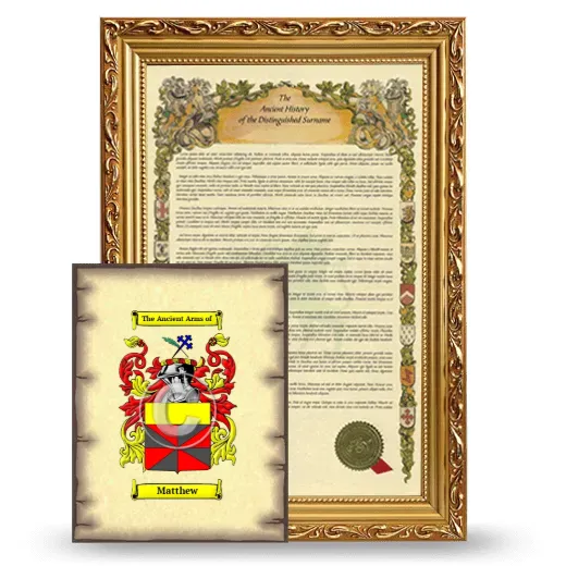 Matthew Framed History and Coat of Arms Print - Gold