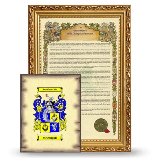 McDougall Framed History and Coat of Arms Print - Gold