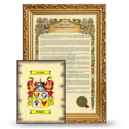 McIntire Framed History and Coat of Arms Print - Gold